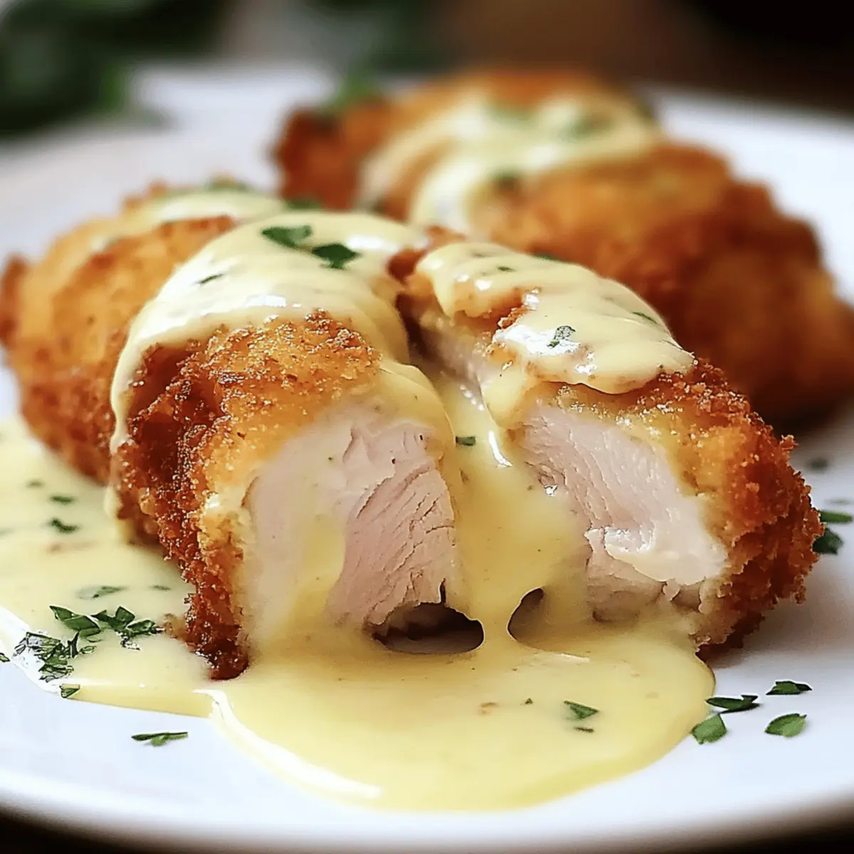 Chicken Cordon Bleu with Swiss Cheese Sauce