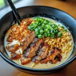 Fiery Chicken Ramen with Creamy Garlic Sauce