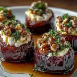 Feta-Parmesan Stuffed Dates with Honey-Walnut Crunch