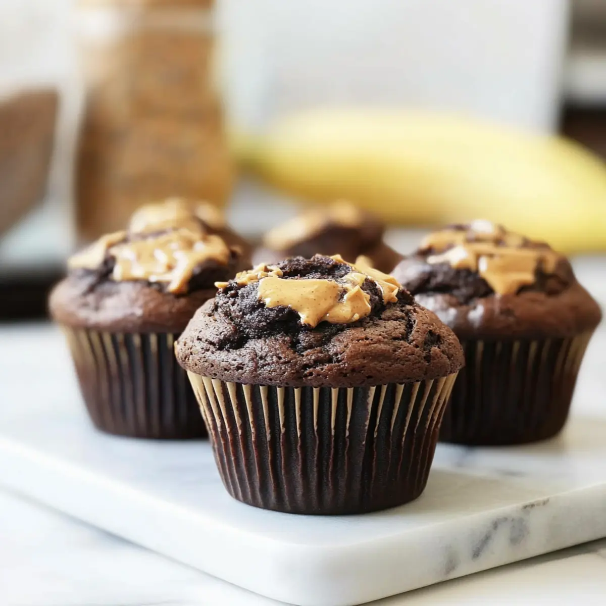 Chocolate Peanut Butter Banana Muffins