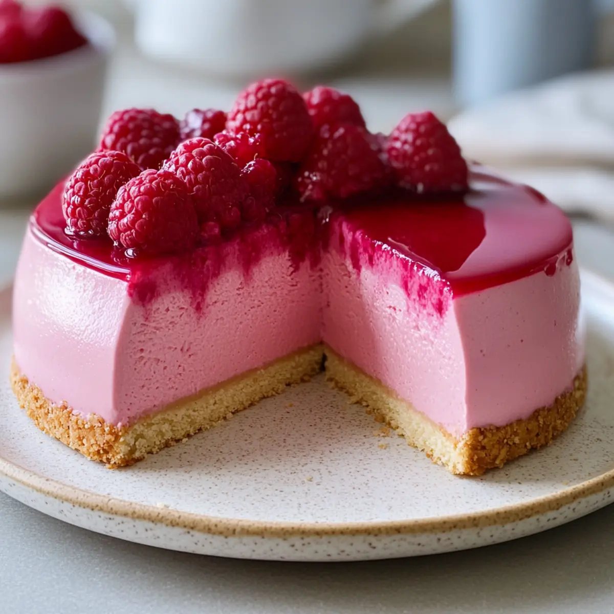 Raspberry Mousse Cake with Almond Sponge