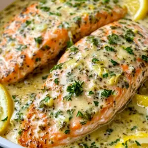 Baked Salmon with Lemon Butter Cream Sauce