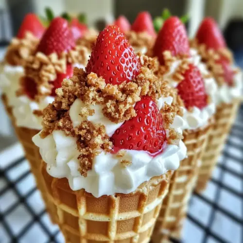 Strawberry Crunch Cheesecake Cones