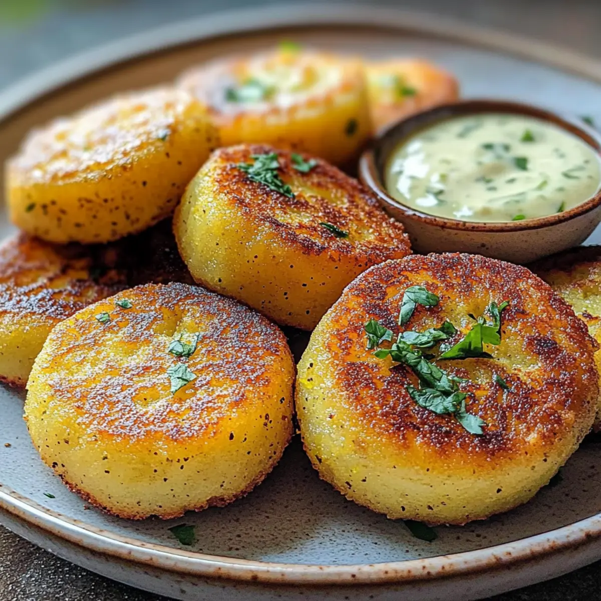 Crispy Caribbean Yucca Cakes with Garlic-Lime Mojo