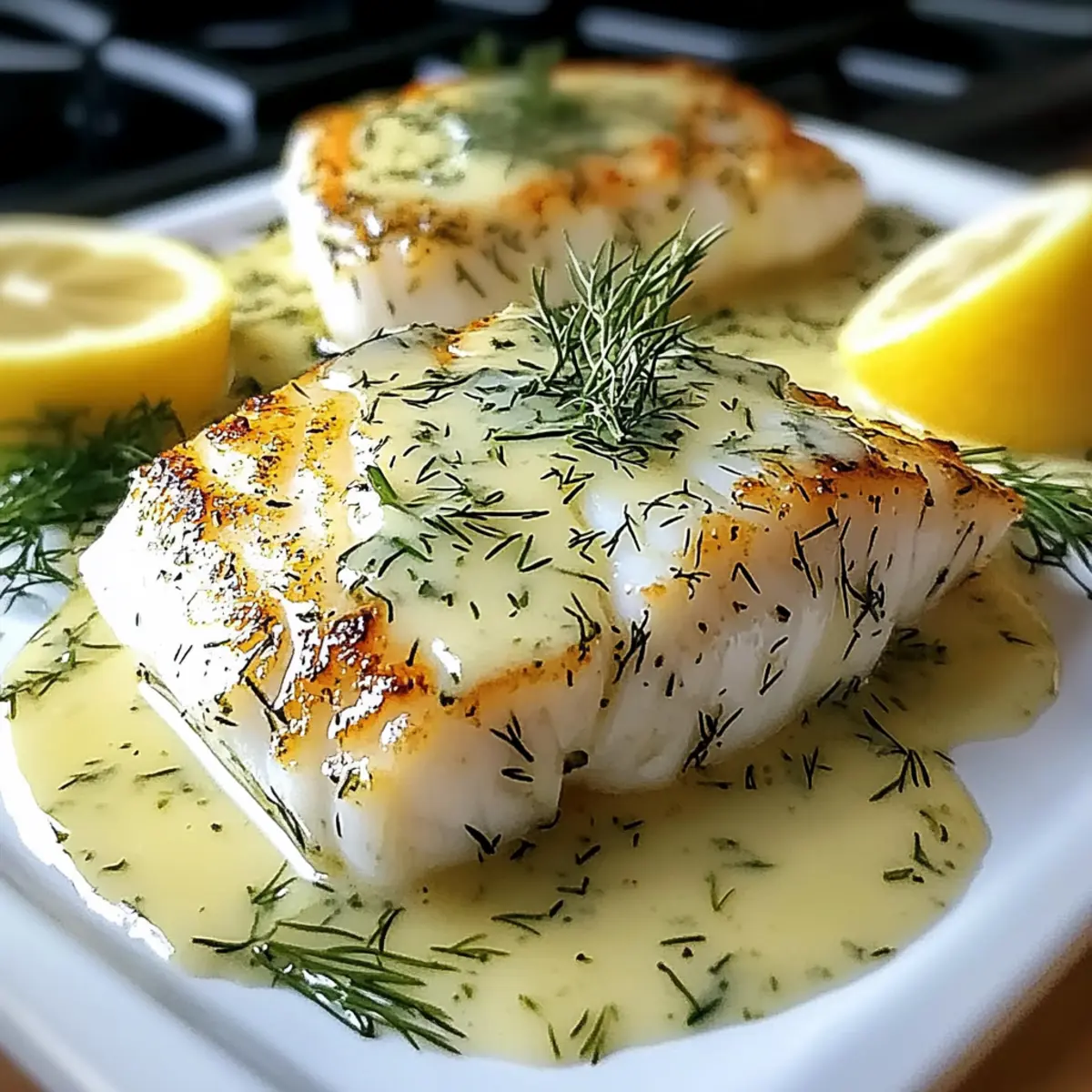 Baked Cod with Lemon Dill Sauce