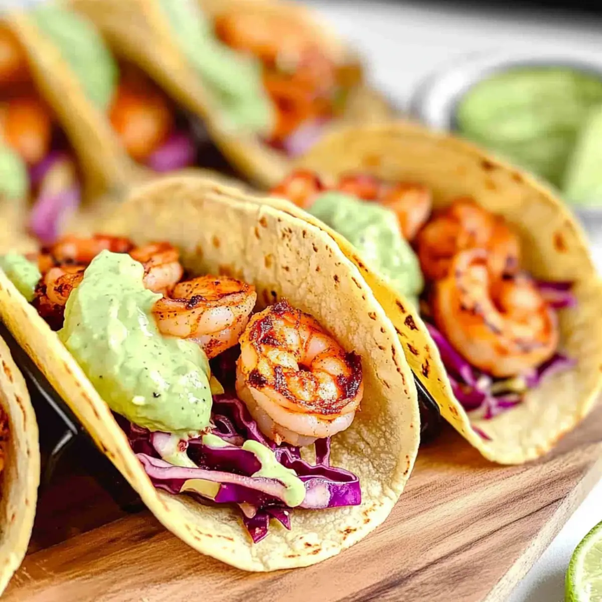 Spicy Shrimp Tacos with Creamy Avocado Crema