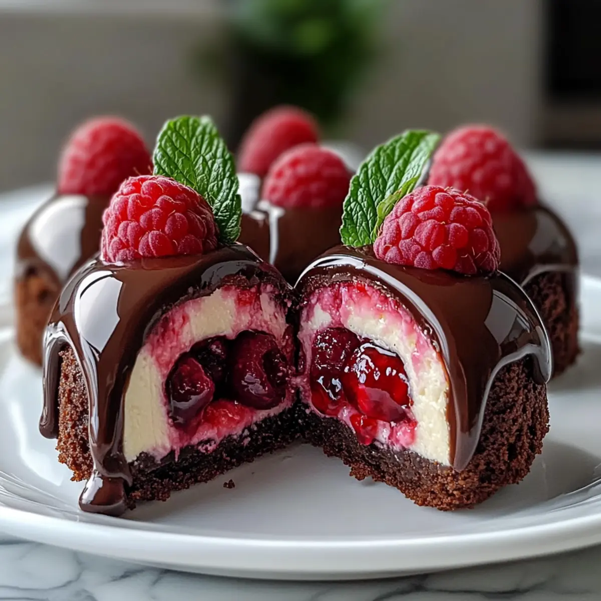 Chocolate Raspberry Cheesecake Domes