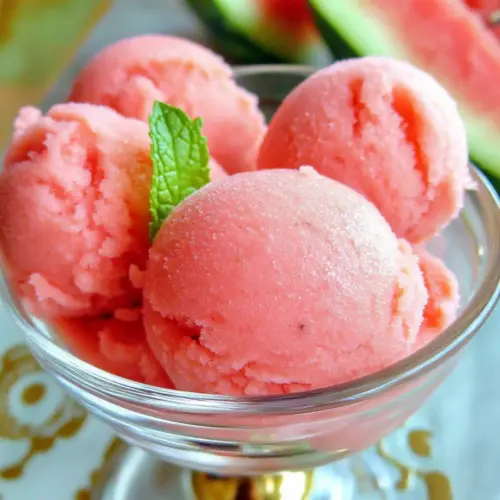 Watermelon sorbet with coconut